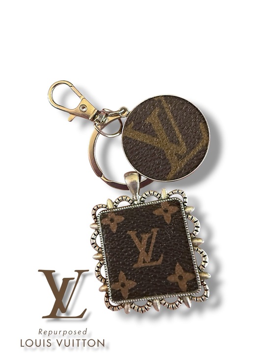 Louis Vuitton Accessories - Louis Vuitton UPCYCLED repurposed Brown Monogram Keychain pendant set silver